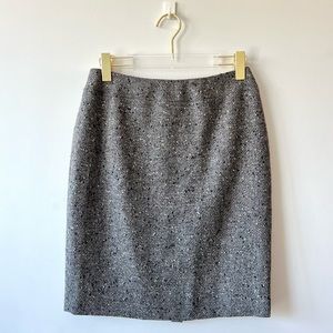 Lafayette 148 Gray Tweed Wool Knee Length Pencil Skirt